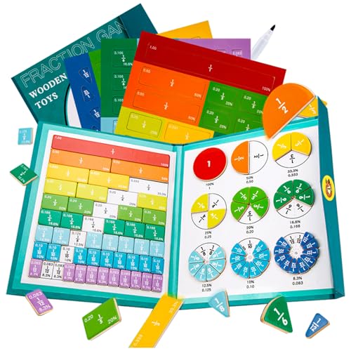 Magnetic Fraction Educational Puzzle Fraction Tiles and Circles, Equip Magnetic Score Disk Demonstrator,Math Manipulatives Enhance Early Primary School Students Mathematical Skills - color: Green