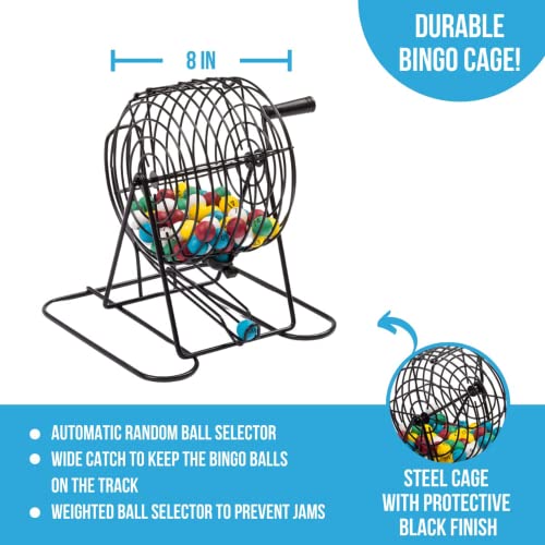Regal Bingo Deluxe Game Set for Adults and Kids - Includes 8 Inch Wheel Cage, 75 Balls, Master Board, 50 Cards and Colorful Chips - Fun Family Game Night - color: 50 Card Set