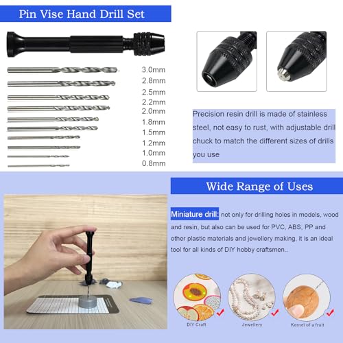 Model Scriber Tool Kit, 7-Blade Chisel Set for Gunpla | 0.1-2.0mm Blades, Panel Line Scriber for Gundam Model Kit HG/RG/MG, Resin Kits, Model Hobby, Pin Vise Hand Drill & Bits