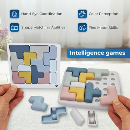 Jispring [100% Soft Silicone] Dementia Activities for Seniors, Tetris Puzzles with 20 Templates, Tile Matching Alzheimers Products for Elderly, Cognitive Memory Games for Adults, Anxiety Relief Gift - style: Tetris