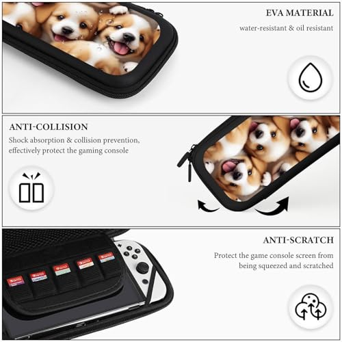 Portable Carrying Case Compatible with Switch, Protective Travel Case with 15 Game Cartridges, Cute Puppy Dogs Game Console Storage Bag - color: Color(90)