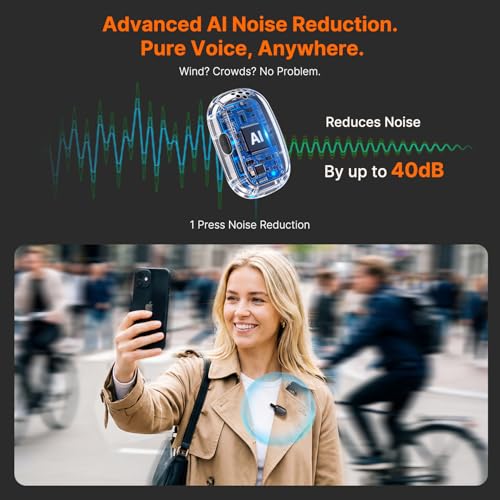 Saramonic Air SE Wireless Lavalier Microphone for for iPhone & Android — Dual Receiver (USB-C + Lightning), AI Noise Cancellation, 48kHz/24bit for YouTube, Podcast, Interview