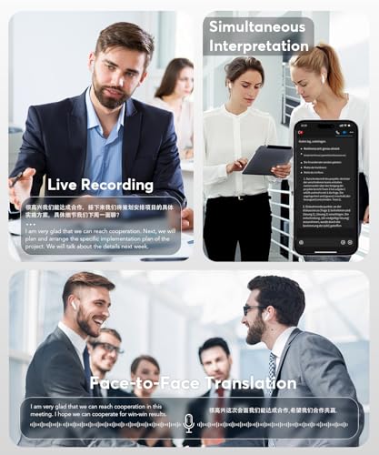 AI Translation Earbuds 198 Language Translator Earbuds Wireless Earbuds 2026 Sport Bluetooth Headphones Stereo Earphones with ENC Mic Wireless Earphones in Ear Earbuds with Dual LED Display（White） - color: off-white