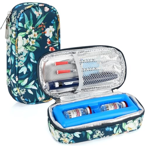 YOUSHARES Peptide Vials Cooler Travel Case - TSA Approved | Diabetic Insulin Vial Cooling Bag , Protective Ice Brick, Refrigerated Diabetes Supplies Organizer,GLP-1 Medication Storage - color: 01_camellia