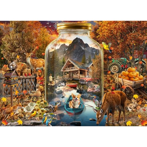 Puzzles for Adults 1000 Pieces, Jigsaw Puzzle for Adults, Fun Challenging Puzzle, Autumn Bottle Scene Puzzles Game, Interlock Perfectly No Dust, Gifts for Easter Mother’s Day - color: Bottle Scene
