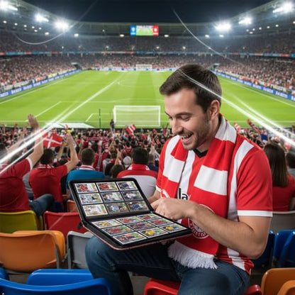 Soccer Card Binder with 468 Double-Sided Pocket Pages Trading Cards Storage for Soccer,Waterproof PU leather with Sealed Zipper Protect Dust&Damage,Ideal Gift for Passionate Collectors and Fans - style: Soccer