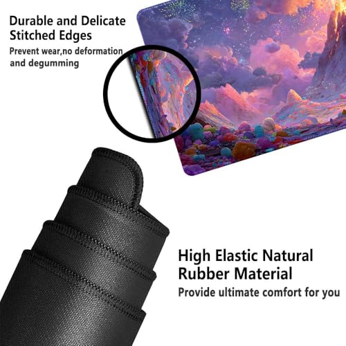 MTG Playmat 24x14 Inch | Optional Game Zone Layout | Non-Slip Rubber Base | Stitched Edges | Includes Free Storage Bag | for TCG, Board Games, and Desk Use(Candlume,Without Zone) - color: Candlume, style: Without zone