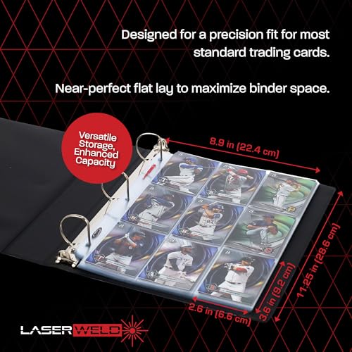 BCW LaserWeld 9 Pocket Pages - 500 Page Pack | Glass-Like Clear Flat Lay | Premium Ultra Flat and Clear Pocket Pages for Cards | Trading Card Binder Sleeves for Pokemon, MTG, Baseball, Basketball - style: 500 Pack