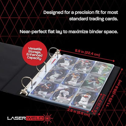 BCW LaserWeld 9 Pocket Pages - 500 Page Pack | Glass-Like Clear Flat Lay | Premium Ultra Flat and Clear Pocket Pages for Cards | Trading Card Binder Sleeves for Pokemon, MTG, Baseball, Basketball - style: 500 Pack