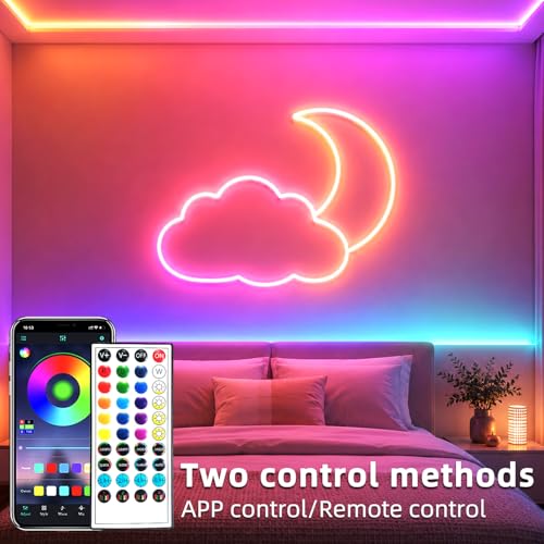 segrass 132ft RGB LED neon Rope Lights LED neon Strip Lights Waterproof Flexible Neon LED Strip Lights,Led Lights for Bedroom(2 Rolls of 75ft) - size: 132FT