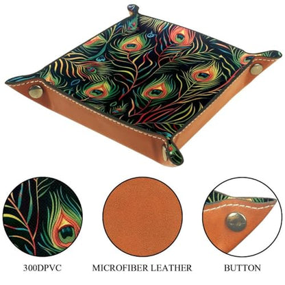 Peacock Feathers Pattern Dice Tray Dice Rolling Tray Folding Dice Holder for Dice Games, Like RPG, DND and Other Table Games - color: Multi 8
