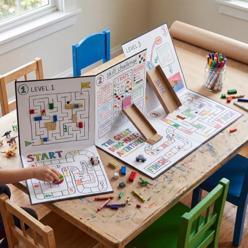 Zhanmai 4 Pcs Folding Blank Game Board 18 x 27 Inches Make Your Own Game Board, Quad Fold Dry Erase Blank Games Boards for School Classroom DIY Games Activities (6 Folds) - style: 18 x 27 in