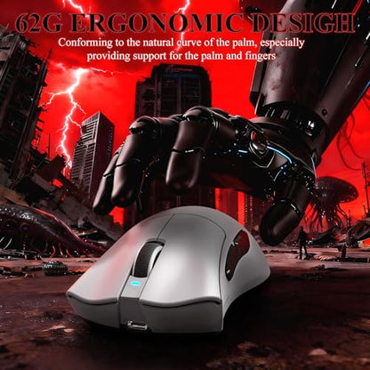 MAMBASNAKE Attack Shark V3 PRO 62g Superlight Wireless Gaming Mouse,RGB Magnetic Charging Dock,BK52820 Tri-Mode BT/2.4G Wireless/Wired Mouse,25000DPI,500mAh,5 Programmable Buttons for Pc/Mac,White - color: White