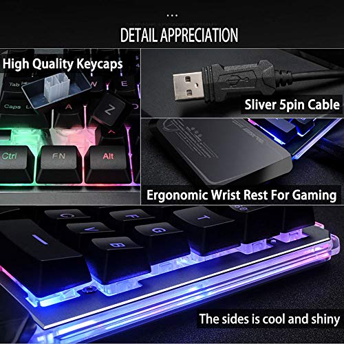 7KEYS One-Handed Gaming Keyboard RGB Backlit, 35 Keys Ergonomic Mini Keyboard with Wrist Rest, Half Keyboard for PC Gaming (Keypad Set)