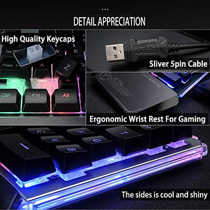 7KEYS One-Handed Gaming Keyboard RGB Backlit, 35 Keys Ergonomic Mini Keyboard with Wrist Rest, Half Keyboard for PC Gaming (Keypad Set)