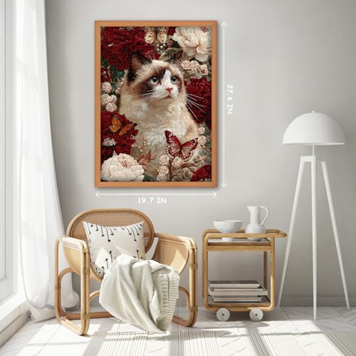 Cat Puzzles for Adults 1000 Pieces, Flower Animal Jigsaw Puzzles Kitten Butterfly, Floral Kitty Puzzle, Difficult Flower Cat Puzzle as Home Decor - style: Peony Cat Dreams puzzle