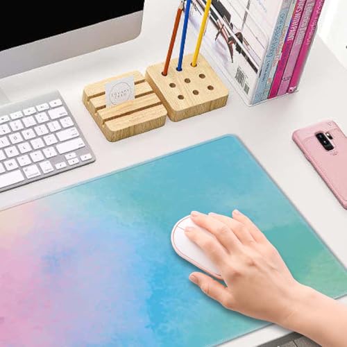Large Gaming Mouse Pad with Stitched Edges, Watercolor Batik Desk Mat Extended Keyboard Pad, Non-Slip Rubber Base Desk Pad for Keyboard and Mouse, 31.5X11.8 inch - color: Watercolor Batik