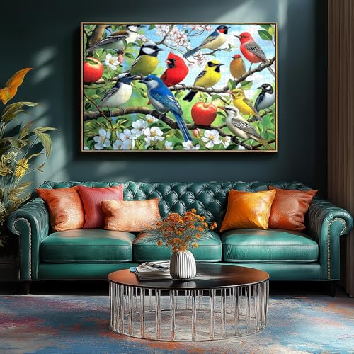 Flowers Birds 1000 Piece Puzzle for Adults Unique Puzzles for Adults 1000 Pieces Hummingbird Jigsaw Puzzles 1000 Pieces Family Challenging Puzzle (27.5"x19.6") - color: Flowers Birds-colorful