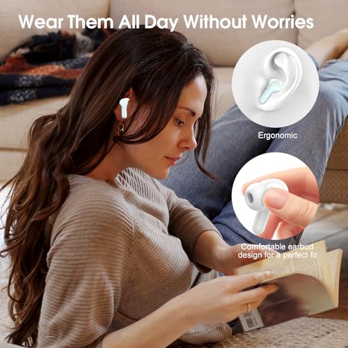 Wireless Earbuds, Bluetooth 5.4 Headphones HiFi Stereo, Bluetooth Earbuds with ENC Noise Cancelling Mic, IP7 Waterproof in Ear Earphones, 48H, LED Display Ear buds for Pad Workout Sports, Azure - color: Azure