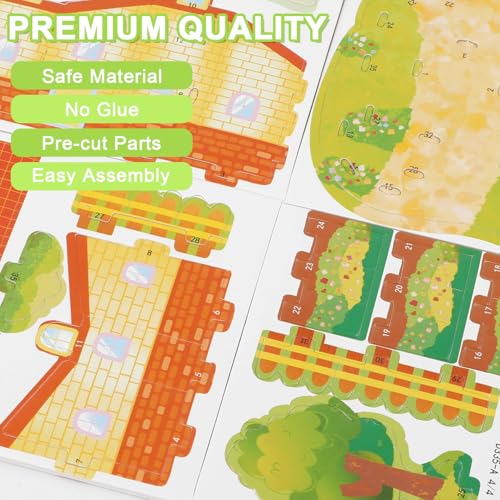 LOMIMOS 3D Cartoon Puzzles for Kids，6 House Building Kit Creative DIY Jigsaw Toys Paper Model for Art Crafts Birthday Party Favor Gifts. - style: House