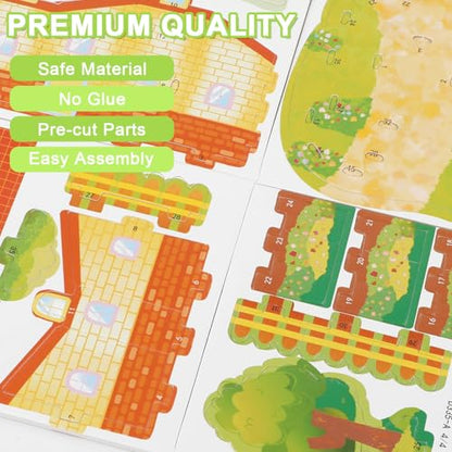 LOMIMOS 3D Cartoon Puzzles for Kids，6 House Building Kit Creative DIY Jigsaw Toys Paper Model for Art Crafts Birthday Party Favor Gifts. - style: House