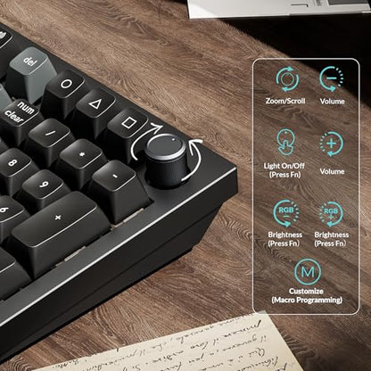 Keychron Q5 Ultra 8K Polling Rate Wireless Custom Mechanical Keyboard | 2.4 GHz & Bluetooth ZMK Launcher, 660Hr Battery Aluminum Body with Hot-swappable Red Switches for Mac Windows Linux - Black - color: Red Switch