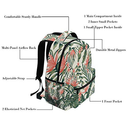 Tropical Palm Leaves Flower Backpacks Pink Florals School Book Travel College Shoulder Bag for Women Men Boys - color: Multi Pattern 6