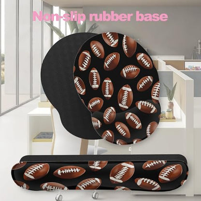 American Football Keyboard Wrist Rest Pad and Mouse Pad Wrist Support Set,3-in-1 Ergonomic Mouse Pad with Non-Slip Rubber Base for Home Office Game Computers Desk, - color: American Football