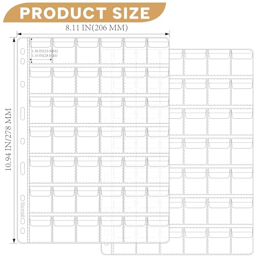 25 Sheets Coin Pocket Pages - 42 Pocket Standard 9-Hole 1050 Pockets Inserts Collecting Sleeves for Coins [33mm X 28mm Each Pocket] CS0312540 - color: 42 Pocket(28mm X 33mm Each Pocket), size: 25 Sheets