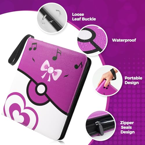 9 Pocket Card Binder: 900 Zipper Double Sided Sports & Trading Card Collector Album with 50 Removable Sleeves - Kids Card Holder for TCG NHL Baseball Football Hockey Games (Purple） - color: Purple