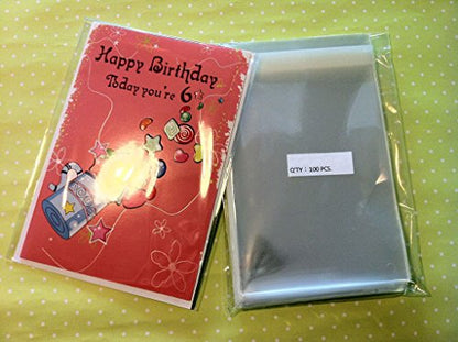 UNIQUEPACKING 100 Pcs 5 1/2 X 8 1/8 Clear A8 Card Resealable Cello/Cellophane Bags - color: clear, size: 100 count (Pack of 1)