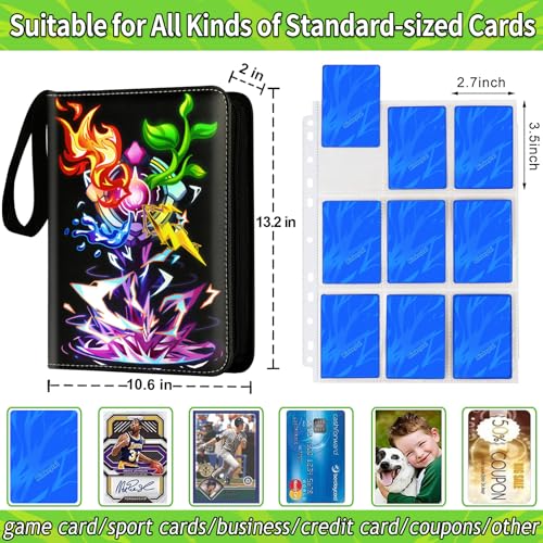 Card Binder for Cards, 9-Pocket Trading Card Binder with 50 Removable Sleeves Fits 900 Cards, Great Creative Design Card Collection Binder Album Gift for Boys Girls Aged 4 to 16 (900 Cards Purple) - color: 900 Cards Purple