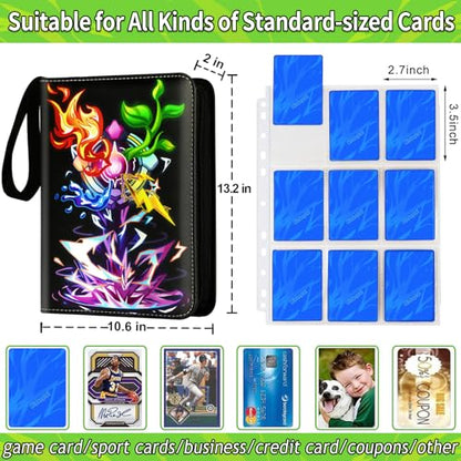 Card Binder for Cards, 9-Pocket Trading Card Binder with 50 Removable Sleeves Fits 900 Cards, Great Creative Design Card Collection Binder Album Gift for Boys Girls Aged 4 to 16 (900 Cards Purple) - color: 900 Cards Purple