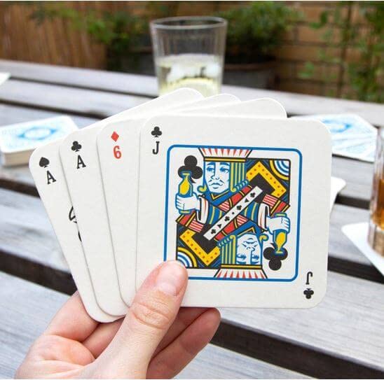 Suck UK | Playing Cards Beer Mats | Bar Accessories | Home Bar Drinking Games | Card Games | Coasters | Party Coaster Set | Drink Gifts | Funny Coasters