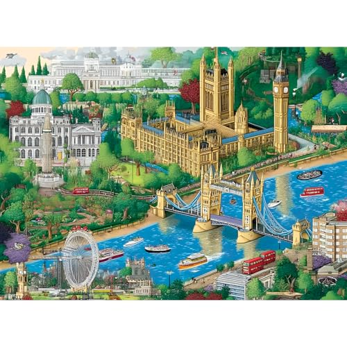 Jigsaw Puzzle 500 Piece for Adults,Unique Colorful London City View Puzzles | Charming England Puzzles Letter on Back,Nterlock Perfectly Frameable,Fun Challenging Perfect Birthday Party Gifts, 20.5x15 In - style: England town