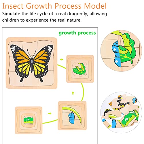 jojofuny Animal and Plant Wooden Jigsaw Puzzle Board Cartoon Multilayer Educational Toy for Kids Ages 4-8 Portable 3D Puzzle for Imagination Eye-Hand Coordination Gift