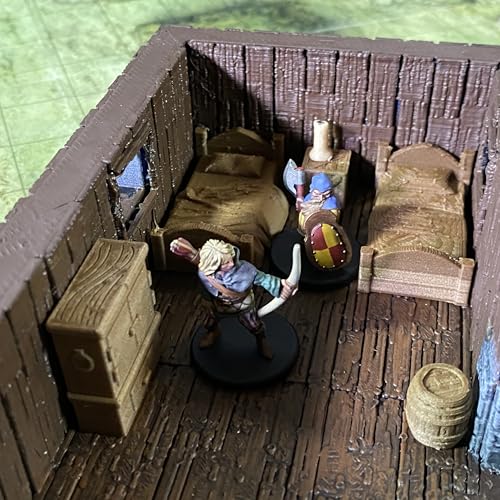 Miniature Furniture Starter Bundle for Tabletop Role Playing Games, 28mm Scale, Ready to Use Terrain Set for D&D
