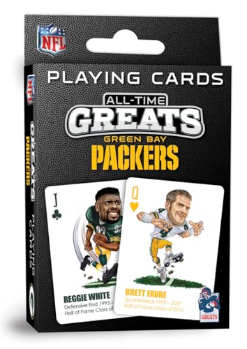 Masterpieces NFL Green Bay Packers All-Time Greats Playing Cards, Officially Licensed Team Collectible Deck, Premium Poker Play for Game Night, Fan Display, Green Bay Packers Merch Set, Card Deck - style: Green Bay Packers