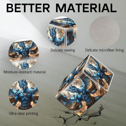 Trading Card Storage Box, Holds 100+ for MTG Cards, PU Leather with Magnetic Closure, Blue Dragon Mage with Floating Tomes Durable Deck Box for Magic the Gathering, Trading Card Games - color: Blue Dragon Mage with Floating Tomes