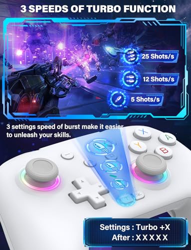 ZRZLMVP Wireless Switch Controllers for Nintendo Switch/OLED/Lite/Switch 2 | 1000mAh Rechargeable Switch Pro Controller with 9 Colors LED Light, Switch Control with Wake Up,Turbo,Vibration,6 Axis Gyro - color: Offwhite