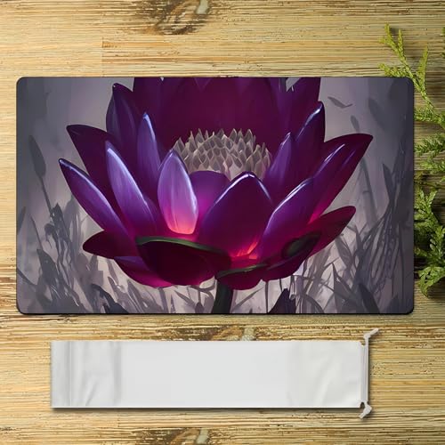 Fantasy Black Lotus TCG Playmat, 24 x 14 inches Game Mat for MTG DTCG CCG RPG Trading Card Game Playmats Smooth Surface Battle Game Rubber Collection Cool 14 - color: Purple Lotus
