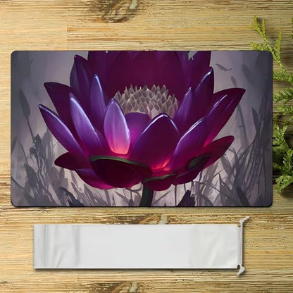 Fantasy Black Lotus TCG Playmat, 24 x 14 inches Game Mat for MTG DTCG CCG RPG Trading Card Game Playmats Smooth Surface Battle Game Rubber Collection Cool 14 - color: Purple Lotus