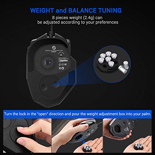 UtechSmart Venus Gaming Mouse RGB Wired, 16400 DPI High Precision Laser Programmable MMO Computer Gaming Mice [IGN's Recommendation] - color: Black