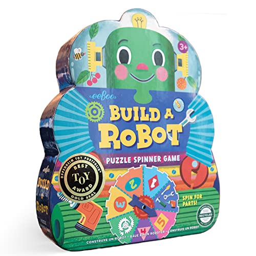 eeBoo Build a Robot Spinner Game, Matching Game, Ages 3+, 2-4 Players | Introduces early number recognition & imaginative play. Includes spinner & robot building pieces. 15-30 min game - style: Build a Robot