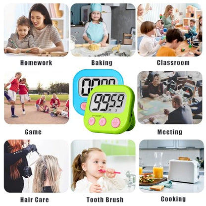 ZILLEEN Classroom Timer for Kids Teachers 2 Pack Digital Timers - color: Blue & Green