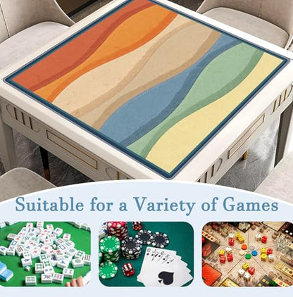 Boho Modern Abstract Mahjong Mat 31.5x31.5 Inch,Beautiful Colorful Non-Slip and Noise Reduction Mah Jong Table Mat Cover Gifts for Mahjong Lovers Poker Board Games Dominoes - color: Boho Modern Abstract