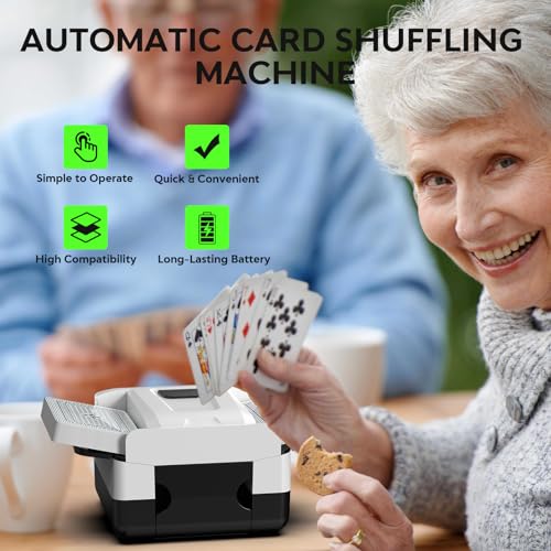 Automatic Card Shuffler,Rechargeable Card Shuffler for 1-2 Decks | Portable Shuffler Machine, Ideal for Card Games, Perfect for Home Game Nights, Travel & Gatherings, with Storage Bag