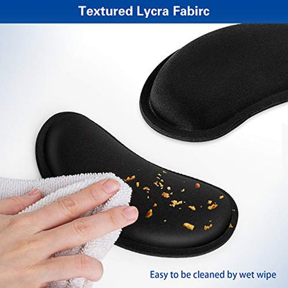 Mouse Wrist Rest, Canjoy 2 Pack Wrist Rest for Mouse Memory Foam Wrist Pad | Soft Fabric Mouse Wrist Rest Pad Support Cushion with Anti-Skid Rubber Base,Ergonomic Pain Relief Mouse Hand Rest (Black) - color: Black