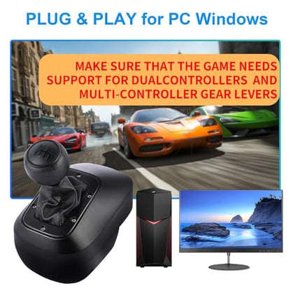 DOYO USB Shifter Compatible with G29 G27 G25 G920 T300RS/GT Racing Wheels | 6-Speed H-Pattern Gear Shifter with Reverse, Racing Wheel Shifter for Windows PC Driving Simulators - color: Black-Gear Shifter for PC