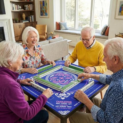 Britimes Mahjong Mat with Black Carrying Bag,31.5"x31.5", Dragon Blue | Pink Non-Slip Noise Reduction Gaming Mat Rubber Multi Purpose Game Table Cover for Mahjong Card Dominoes Board Tile Games - color: Deep Blue Pink